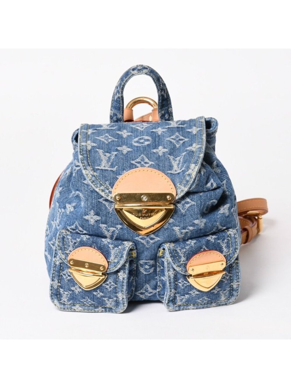 Louis Vuitton Monogram Denim Venice Canvas Backpack Blue Gold